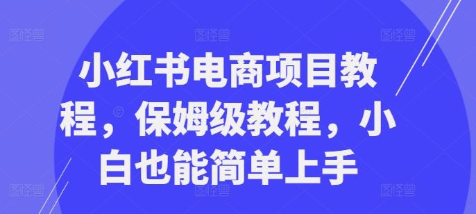 小红书电商项目教程，保姆级教程，小白也能简单上手网创项目-知识付费-在线课程-自媒体创业-网络副业-优利资源优利资源网