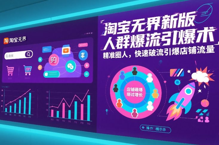 淘宝无界新版人群爆流引爆术，精准圈人，快速破流引爆店铺流量网创项目-知识付费-在线课程-自媒体创业-网络副业-优利资源优利资源网