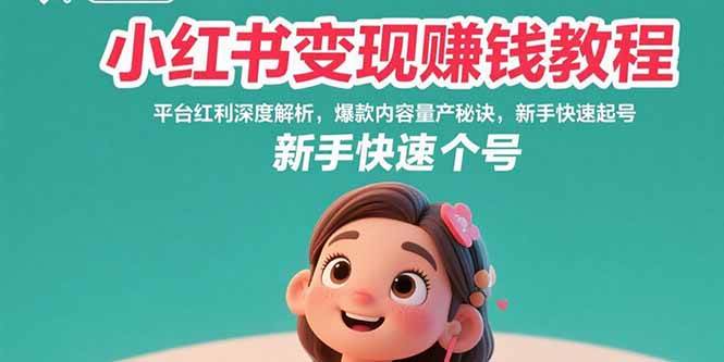 （15559期）小红书变现赚钱教程：平台红利深度解析，爆款内容量产秘诀，新手快速起号网创项目-知识付费-在线课程-自媒体创业-网络副业-优利资源优利资源网