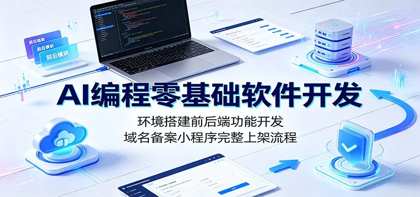 AI编程零基础软件开发：环境搭建前后端功能开发，域名备案小程序完整上架流程网创项目-知识付费-在线课程-自媒体创业-网络副业-优利资源优利资源网