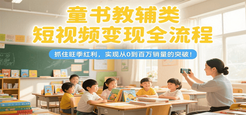 童书教辅类短视频变现全流程，抓住旺季红利，实现从0到百万销量的突破！网创项目-知识付费-在线课程-自媒体创业-网络副业-优利资源优利资源网