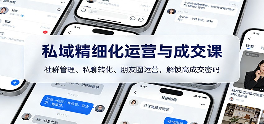 私域精细化运营与成交课：社群管理、私聊转化、朋友圈运营，解锁高成交密码网创项目-知识付费-在线课程-自媒体创业-网络副业-优利资源优利资源网