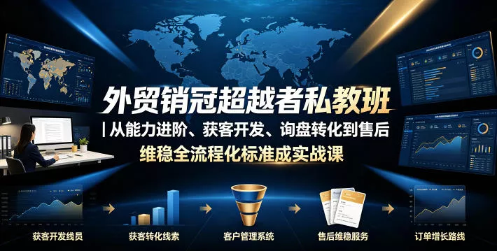 外贸销冠超越者私教班｜从能力进阶、获客开发、询盘转化到售后维稳全流程标准化成交实战课网创项目-知识付费-在线课程-自媒体创业-网络副业-优利资源优利资源网