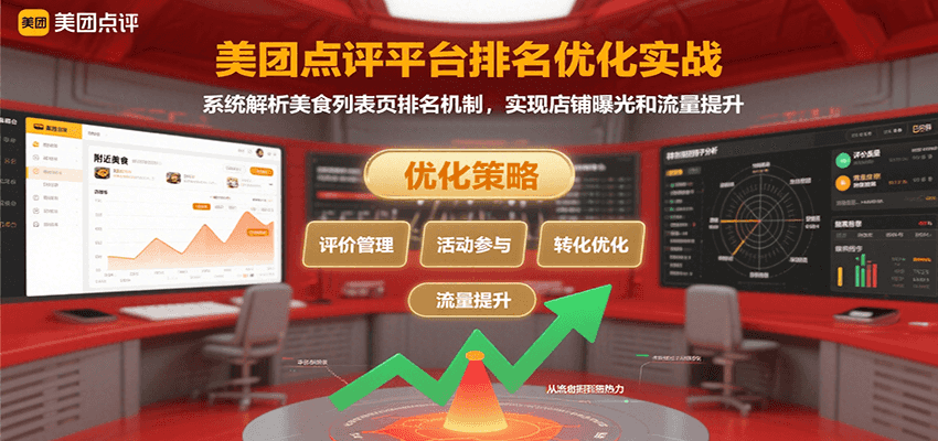 美团点评平台排名优化实战，系统解析美食列表页排名机制，实现店铺曝光和流量提升网创项目-知识付费-在线课程-自媒体创业-网络副业-优利资源优利资源网