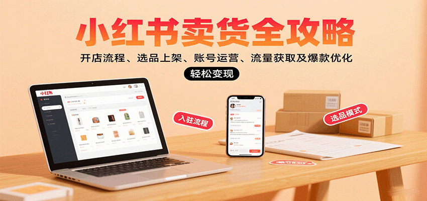 小红书卖货全攻略：开店流程、选品上架、账号运营、流量获取及爆款优化，轻松变现网创项目-知识付费-在线课程-自媒体创业-网络副业-优利资源优利资源网