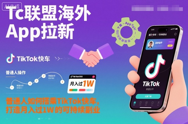 Tc联盟海外App拉新：普通人如何搭乘TikTok快车，打造月入过1W的可持续副业网创项目-知识付费-在线课程-自媒体创业-网络副业-优利资源优利资源网