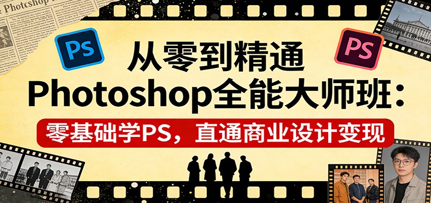 从零到精通Photoshop全能大师班：零基础学PS，直通商业设计变现网创项目-知识付费-在线课程-自媒体创业-网络副业-优利资源优利资源网