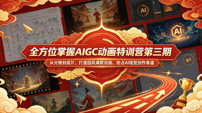 全方位掌握AIGC动画特训营第三期，从分镜到成片，打造国风爆款动画，抢占AI视觉创作赛道红利网创项目-知识付费-在线课程-自媒体创业-网络副业-优利资源优利资源网