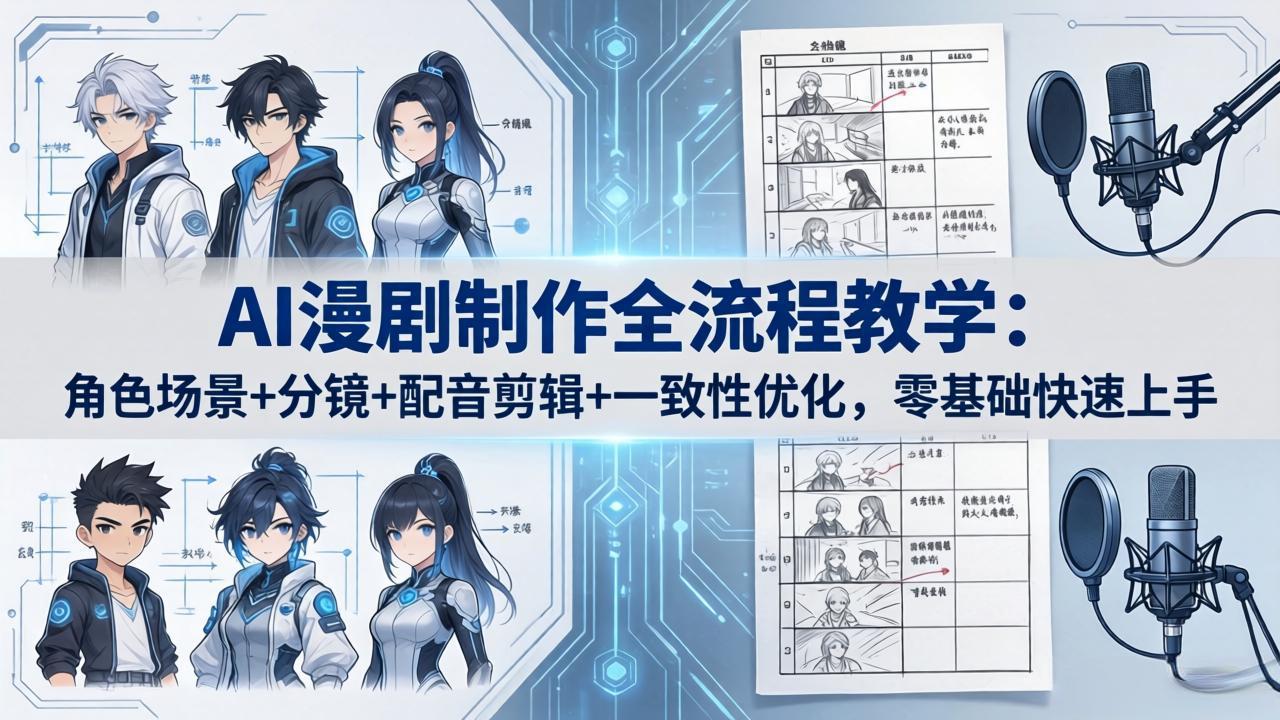 AI漫剧制作全流程教学：角色场景+分镜+配音剪辑+一致性优化，零基础快速上手网创项目-知识付费-在线课程-自媒体创业-网络副业-优利资源优利资源网