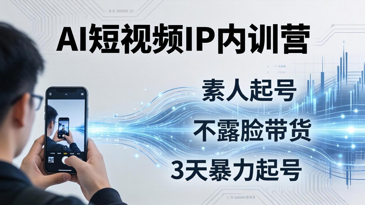 2026AI短视频IP内训营：从素人起号到不露脸带货，3天暴力起号全流程拆解网创项目-知识付费-在线课程-自媒体创业-网络副业-优利资源优利资源网