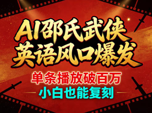 AI邵氏武侠英语风口爆发，单条播放破百万，小白也能复刻网创项目-知识付费-在线课程-自媒体创业-网络副业-优利资源优利资源网