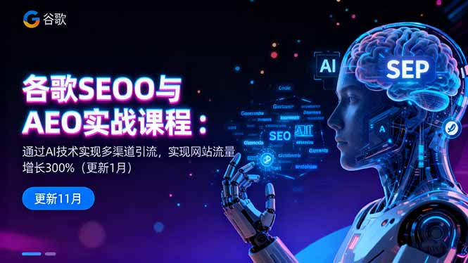 谷歌SEO与AEO实战课程：通过AI技术实现多渠道引流，实现网站流量增长300%网创项目-知识付费-在线课程-自媒体创业-网络副业-优利资源优利资源网