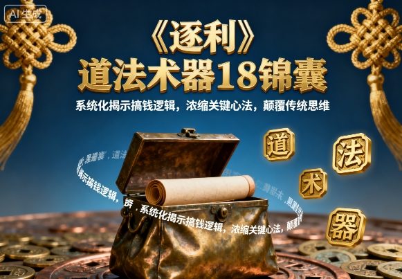 《逐利》道法术器18锦囊，系统化揭示搞钱逻辑，浓缩关键心法，颠覆传统思维网创项目-知识付费-在线课程-自媒体创业-网络副业-优利资源优利资源网