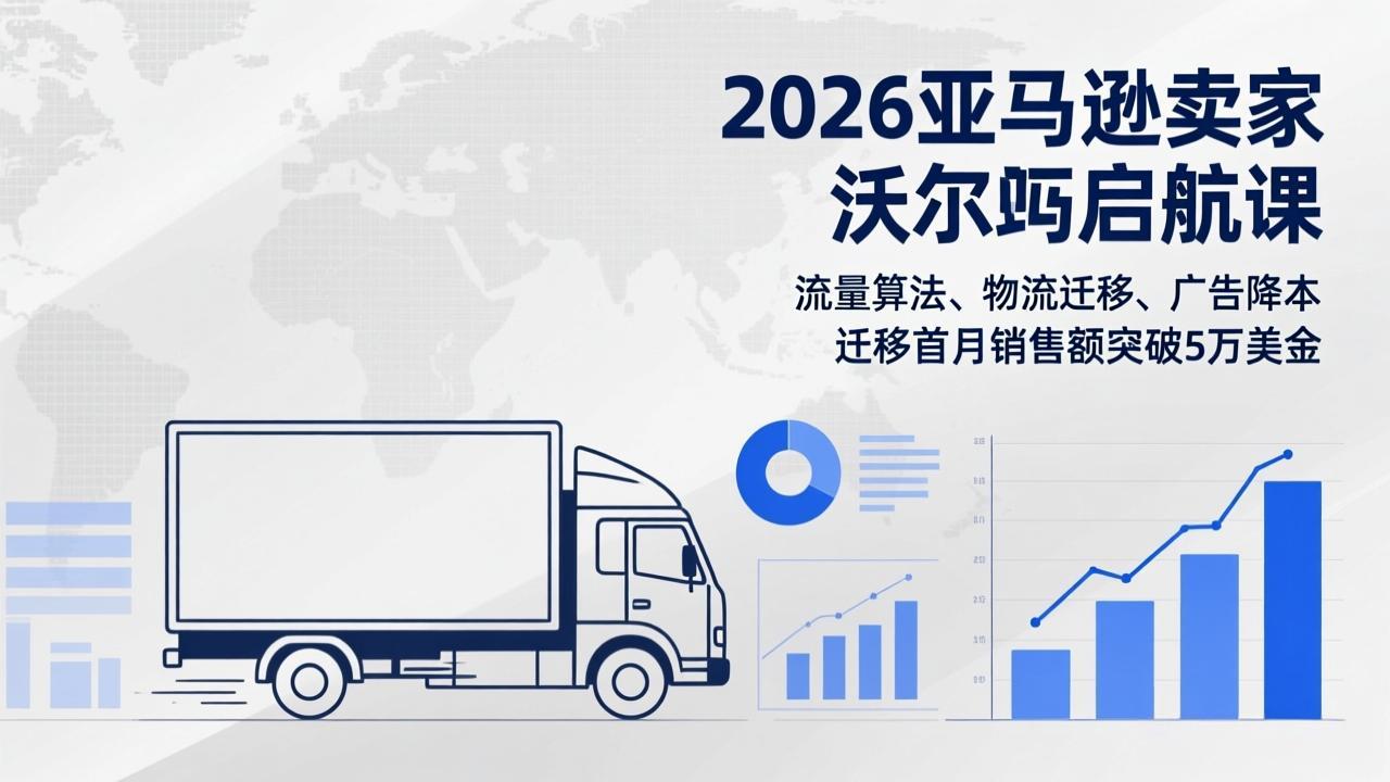 2026亚马逊卖家沃尔玛启航课，流量算法、物流迁移、广告降本，迁移首月销售额突破5万美金网创项目-知识付费-在线课程-自媒体创业-网络副业-优利资源优利资源网