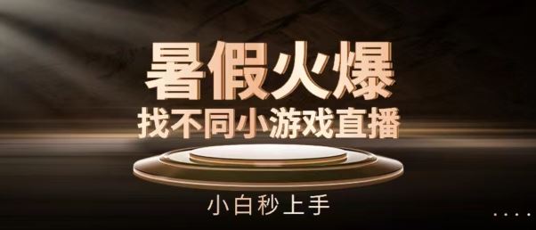 暑假火爆找不同小游戏直播间，小白秒上手【揭秘】网创项目-知识付费-在线课程-自媒体创业-网络副业-优利资源优利资源网