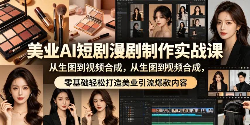 美业AI短剧漫剧制作实战课，从生图到视频合成，零基础轻松打造美业引流爆款内容网创项目-知识付费-在线课程-自媒体创业-网络副业-优利资源优利资源网