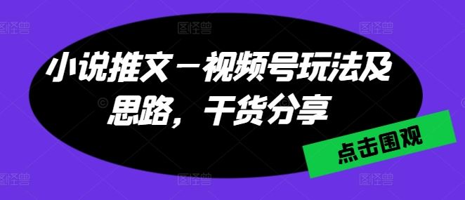 小说推文—视频号玩法及思路，干货分享网创项目-知识付费-在线课程-自媒体创业-网络副业-优利资源优利资源网
