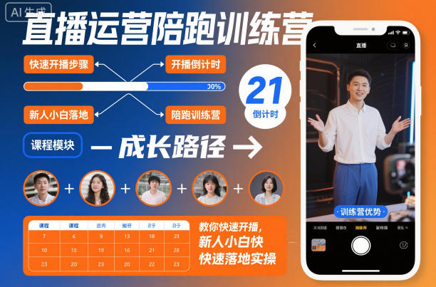 直播运营陪跑训练营，教你快速开播，新人小白快速落地实操网创项目-知识付费-在线课程-自媒体创业-网络副业-优利资源优利资源网