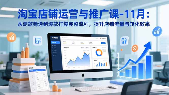 淘宝店铺运营与推广课-11月：从测款筛选到爆款打爆完整流程，提升店铺流量与转化效率网创项目-知识付费-在线课程-自媒体创业-网络副业-优利资源优利资源网