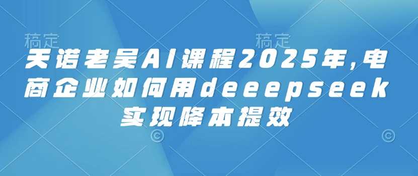 天诺老吴AI课程2025年，电商企业如何用deeepseek实现降本提效网创项目-知识付费-在线课程-自媒体创业-网络副业-优利资源优利资源网