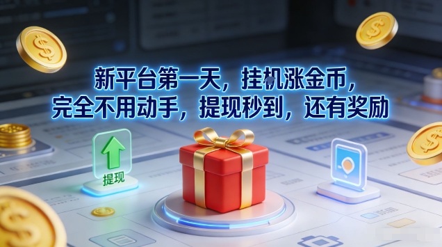 新平台第一天，挂G涨金币，完全不用动手，提现秒到，还有奖励【揭秘】网创项目-知识付费-在线课程-自媒体创业-网络副业-优利资源优利资源网