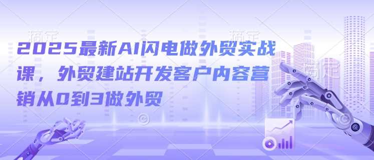 2025最新AI闪电做外贸实战课，外贸建站开发客户内容营销从0到3做外贸网创项目-知识付费-在线课程-自媒体创业-网络副业-优利资源优利资源网