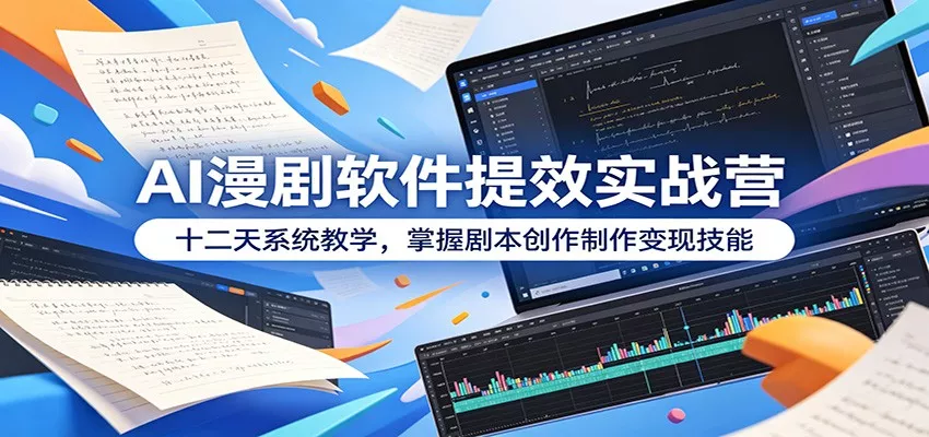 AI漫剧软件提效实战营：十二天系统教学，掌握剧本创作制作变现技能网创项目-知识付费-在线课程-自媒体创业-网络副业-优利资源优利资源网