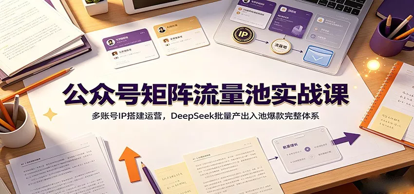 公众号矩阵流量池实战课：多账号IP搭建运营，DeepSeek批量产出入池爆款完整体系网创项目-知识付费-在线课程-自媒体创业-网络副业-优利资源优利资源网