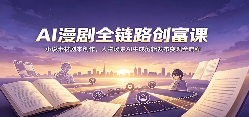 AI漫剧全链路创富课：小说素材剧本创作，人物场景AI生成剪辑发布变现全流程网创项目-知识付费-在线课程-自媒体创业-网络副业-优利资源优利资源网