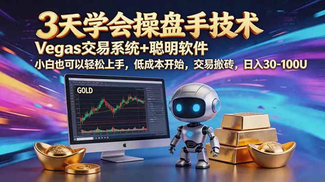三天学会操盘手技术，vegas技术+聪明软件，小白也可以轻松上手，日入500+网创项目-知识付费-在线课程-自媒体创业-网络副业-优利资源优利资源网