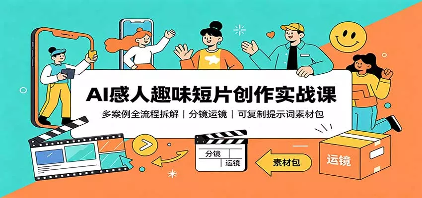 AI感人趣味短片创作实战课：多案例全流程拆解，分镜运镜，可复制提示词素材包网创项目-知识付费-在线课程-自媒体创业-网络副业-优利资源优利资源网