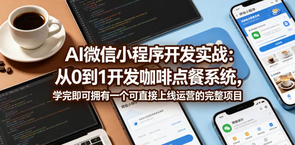 AI微信小程序开发实战：从0到1开发咖啡点餐系统，学完即可拥有一个可直接上线运营的完整项目网创项目-知识付费-在线课程-自媒体创业-网络副业-优利资源优利资源网