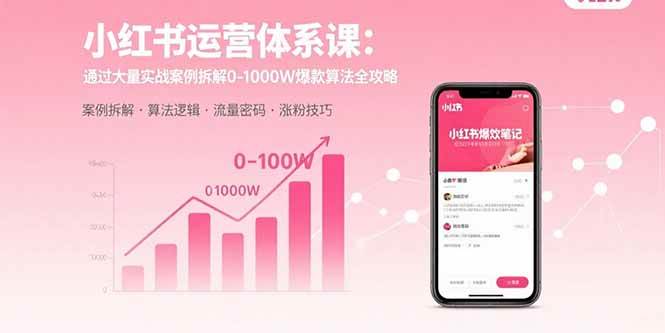 （15792期）小红书运营体系课：通过大量实战案例拆解0-1000W爆款算法全攻略网创项目-知识付费-在线课程-自媒体创业-网络副业-优利资源优利资源网