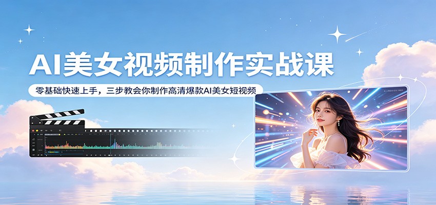 AI美女视频制作实战课：零基础快速上手，三步教会你制作高清爆款AI美女短视频网创项目-知识付费-在线课程-自媒体创业-网络副业-优利资源优利资源网