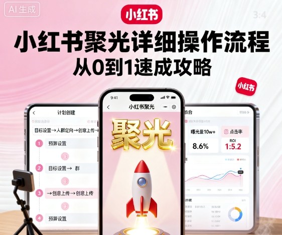 小红书聚光详细操作流程，小红书聚光从0到1速成攻略网创项目-知识付费-在线课程-自媒体创业-网络副业-优利资源优利资源网