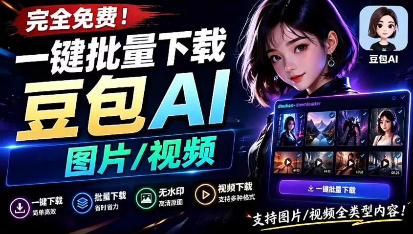Github最新发布！一键批量下载豆包AI无水印图片/视频，简单易用，自动解析提示词网创项目-知识付费-在线课程-自媒体创业-网络副业-优利资源优利资源网