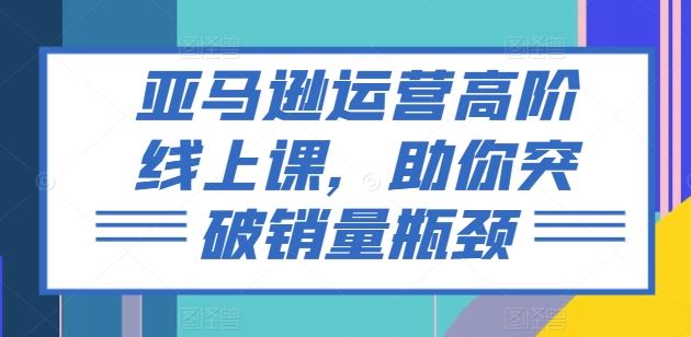亚马逊运营高阶线上课，助你突破销量瓶颈网创项目-知识付费-在线课程-自媒体创业-网络副业-优利资源优利资源网
