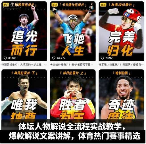 体坛人物解说全流程实战教学，爆款解说文案讲解，体育热门赛事精选网创项目-知识付费-在线课程-自媒体创业-网络副业-优利资源优利资源网