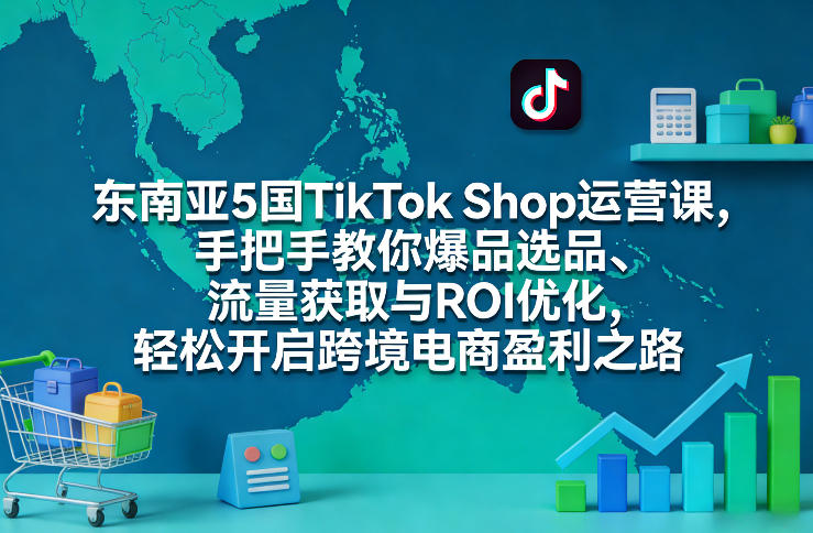 东南亚5国TikTok Shop运营课，手把手教你爆品选品、流量获取与ROI优化，轻松开启跨境电商盈利之路网创项目-知识付费-在线课程-自媒体创业-网络副业-优利资源优利资源网