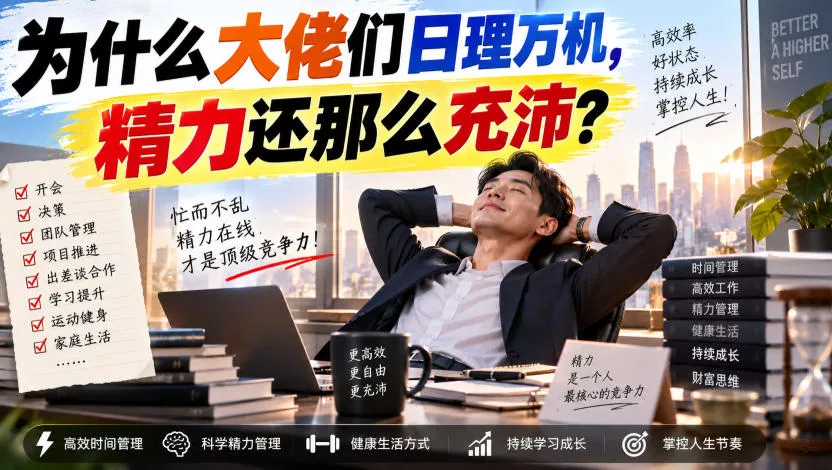 付费文章：为什么大佬们日理万机，精力还那么充沛？网创项目-知识付费-在线课程-自媒体创业-网络副业-优利资源优利资源网