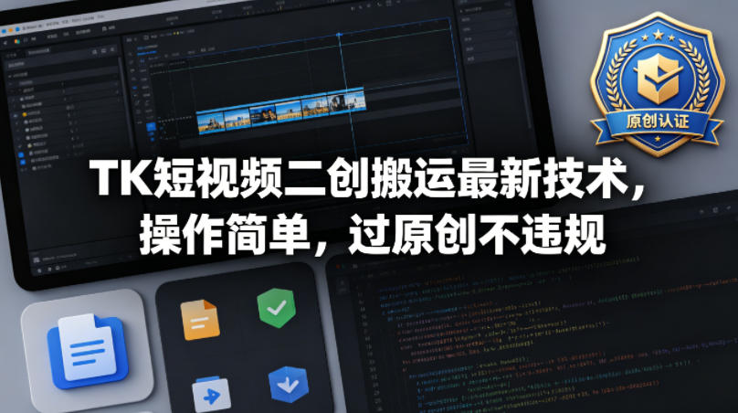 TK短视频二创搬运最新技术，操作简单，过原创不违规网创项目-知识付费-在线课程-自媒体创业-网络副业-优利资源优利资源网