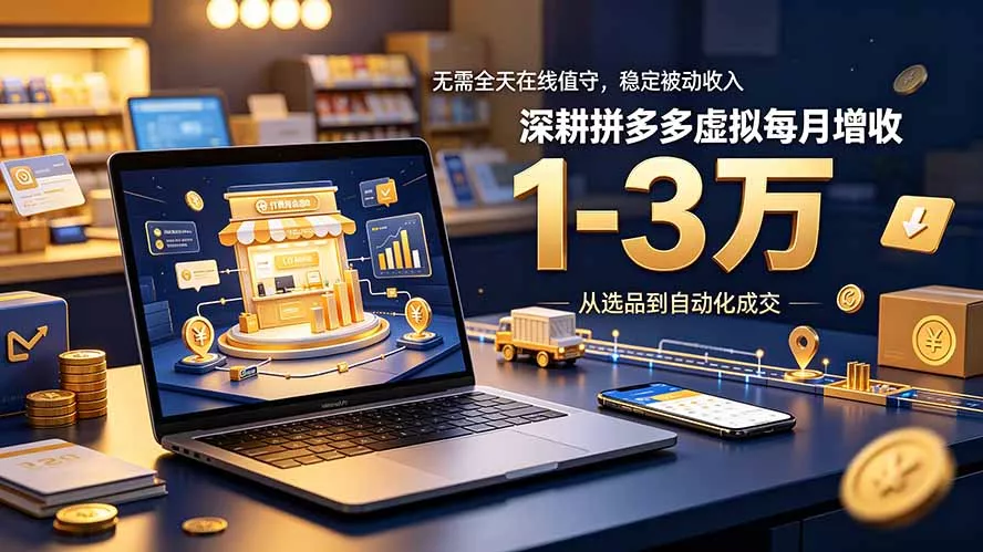无需全天在线值守，稳定被动收入，深耕拼多多虚拟每月增收 1-3 万网创项目-知识付费-在线课程-自媒体创业-网络副业-优利资源优利资源网