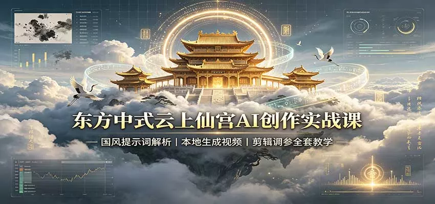 东方中式云上仙宫AI创作实战课：国风提示词解析，本地生成视频，剪辑调参全套教学网创项目-知识付费-在线课程-自媒体创业-网络副业-优利资源优利资源网