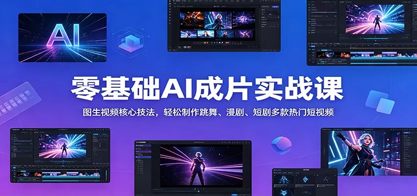 零基础AI成片实战课：图生视频核心技法，轻松制作跳舞、漫剧、短剧多款热门短视频网创项目-知识付费-在线课程-自媒体创业-网络副业-优利资源优利资源网