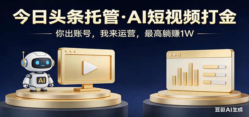 头条号AI托管，我提供作品，你提供账号，每天5分钟发布，小白躺赚3000+网创项目-知识付费-在线课程-自媒体创业-网络副业-优利资源优利资源网