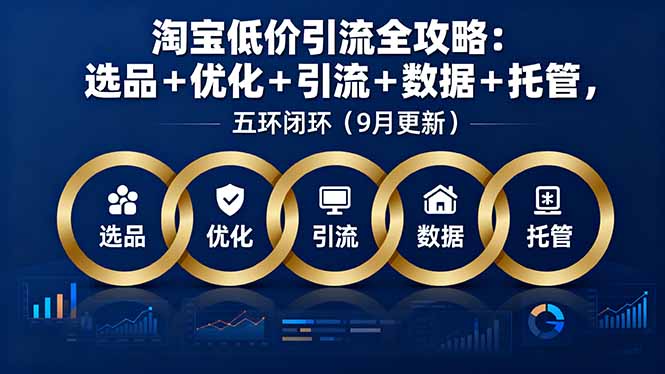 淘宝低价引流全攻略：选品＋优化＋引流＋数据＋托管，五环闭环(9月更新网创项目-知识付费-在线课程-自媒体创业-网络副业-优利资源优利资源网