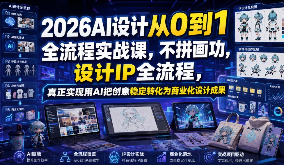 2026AI设计从0到1全流程实战课，不拼画功，设计IP全流程，真正实现用AI把创意稳定转化为商业化设计成果网创项目-知识付费-在线课程-自媒体创业-网络副业-优利资源优利资源网