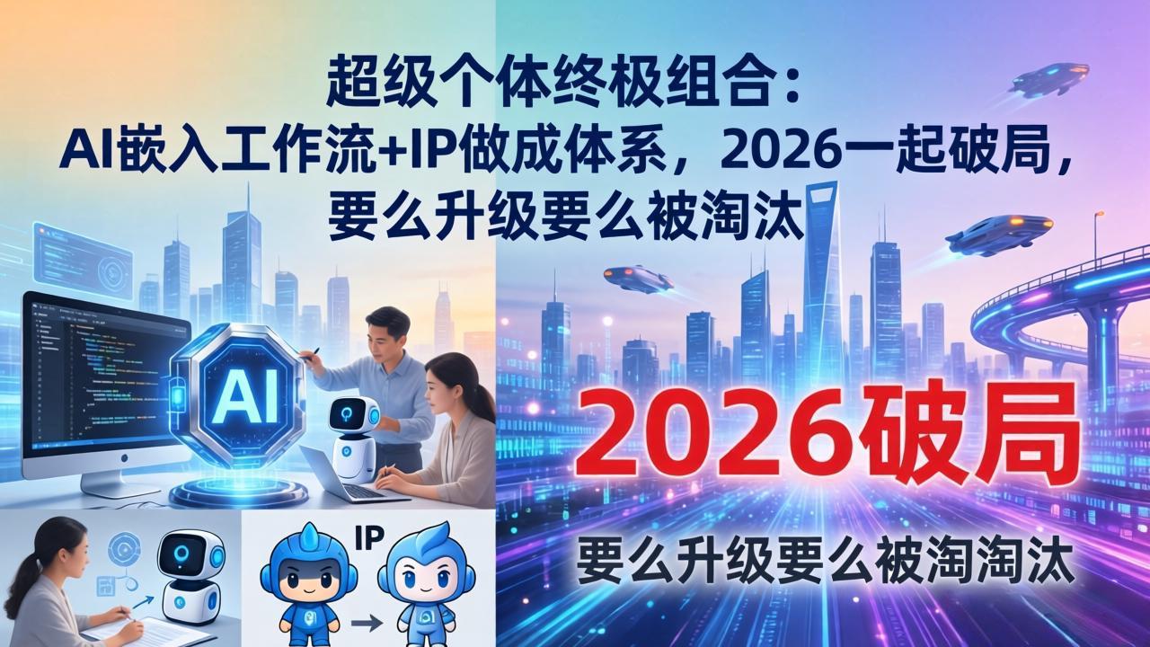 超级个体终极组合：AI嵌入工作流+IP做成体系，2026一起破局，要么升级要么被淘汰网创项目-知识付费-在线课程-自媒体创业-网络副业-优利资源优利资源网