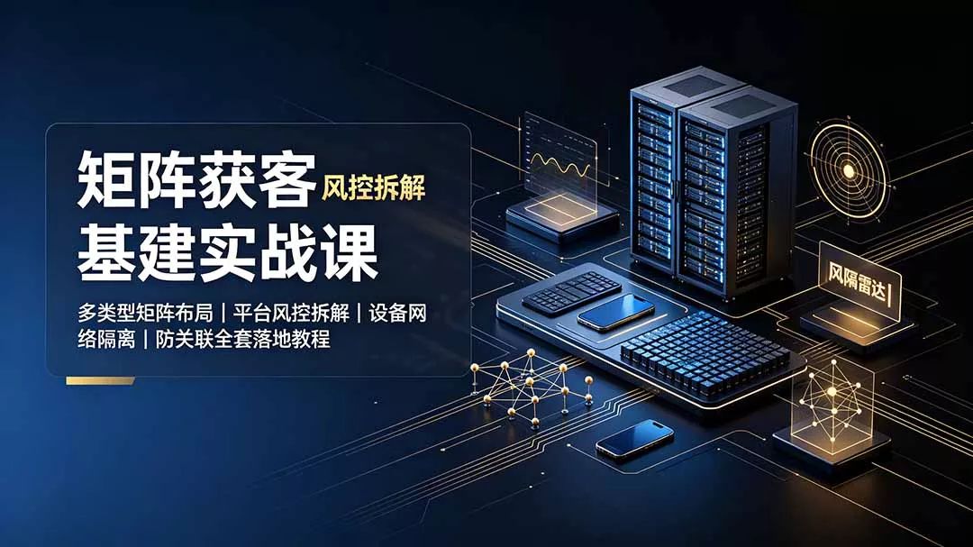 矩阵获客基建实战课：多类型矩阵布局｜平台风控拆解｜设备网络隔离｜防关联全套落地教程网创项目-知识付费-在线课程-自媒体创业-网络副业-优利资源优利资源网