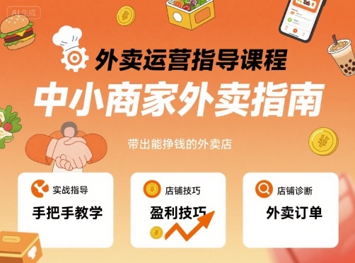 外卖运营指导课程，中小商家外卖指南，手把手带出能挣钱的外卖店网创项目-知识付费-在线课程-自媒体创业-网络副业-优利资源优利资源网